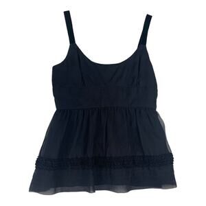 Jill Stuart women's medium black ruffle silk tank